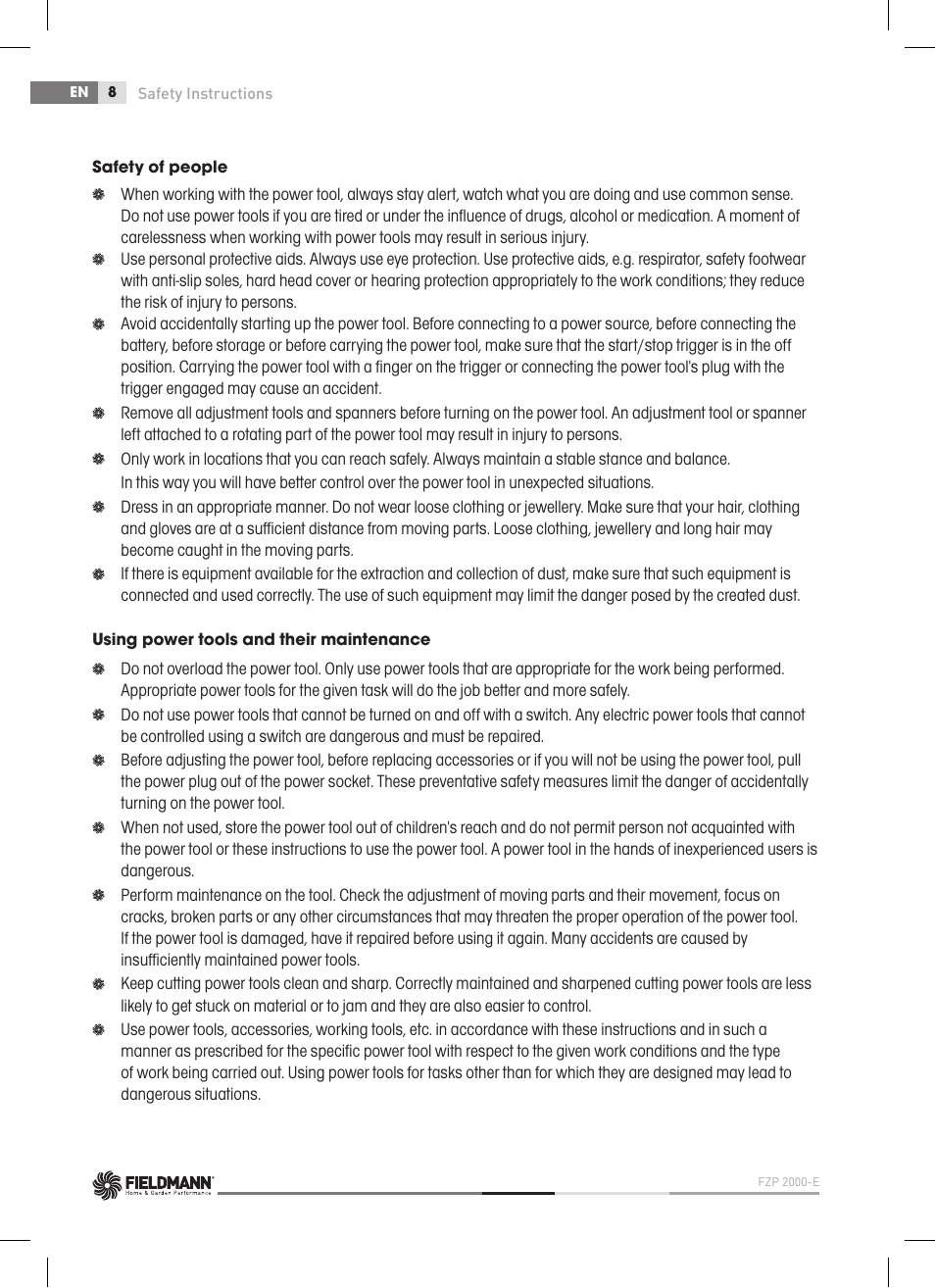 Fieldmann FZP 2000-E User Manual | Page 8 / 120