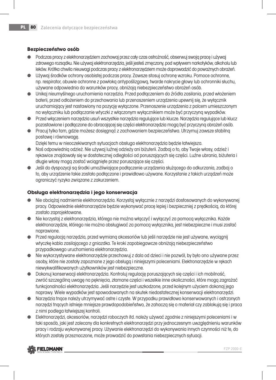Fieldmann FZP 2000-E User Manual | Page 80 / 120
