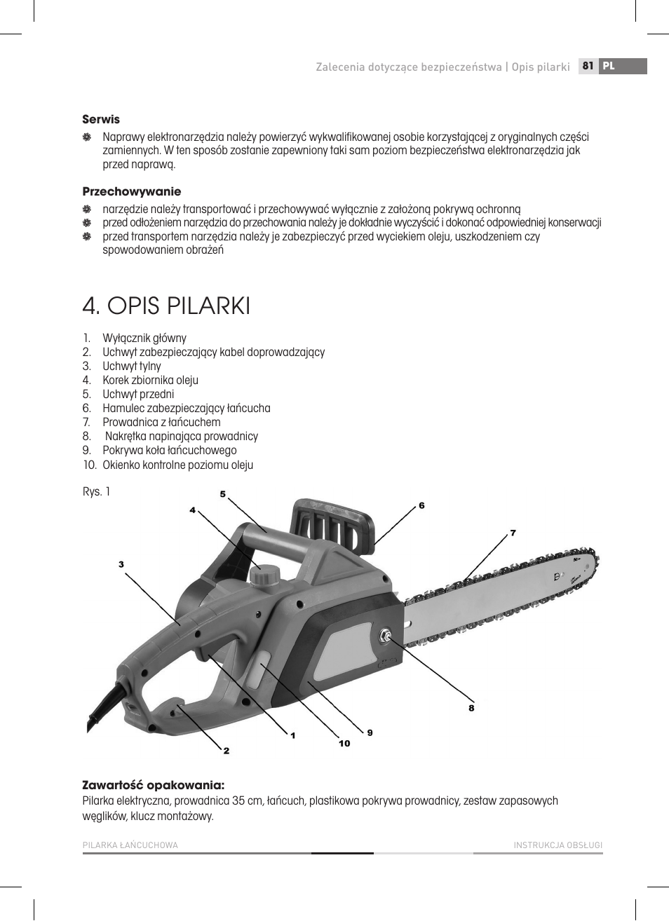 Opis pilarki | Fieldmann FZP 2000-E User Manual | Page 81 / 120