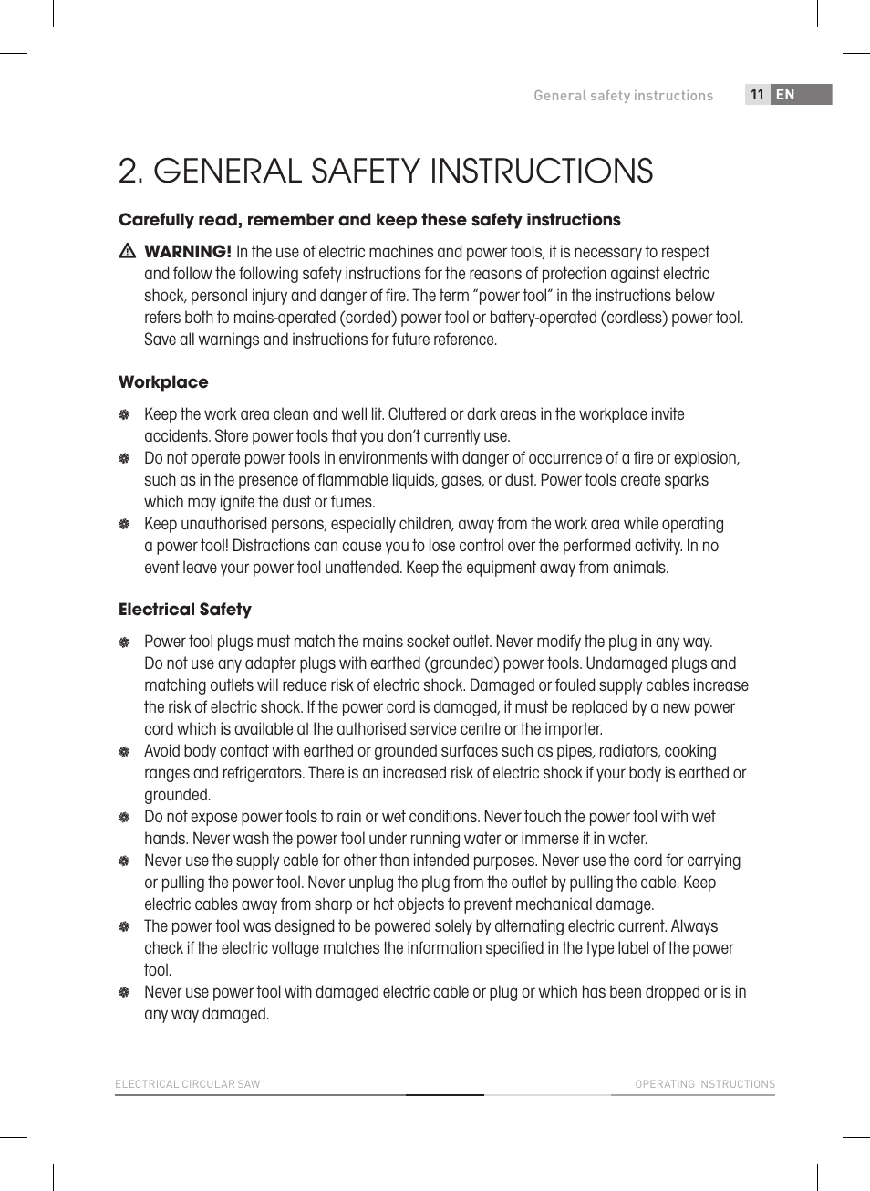 General safety instructions | Fieldmann FDK 2002-E User Manual | Page 11 / 122