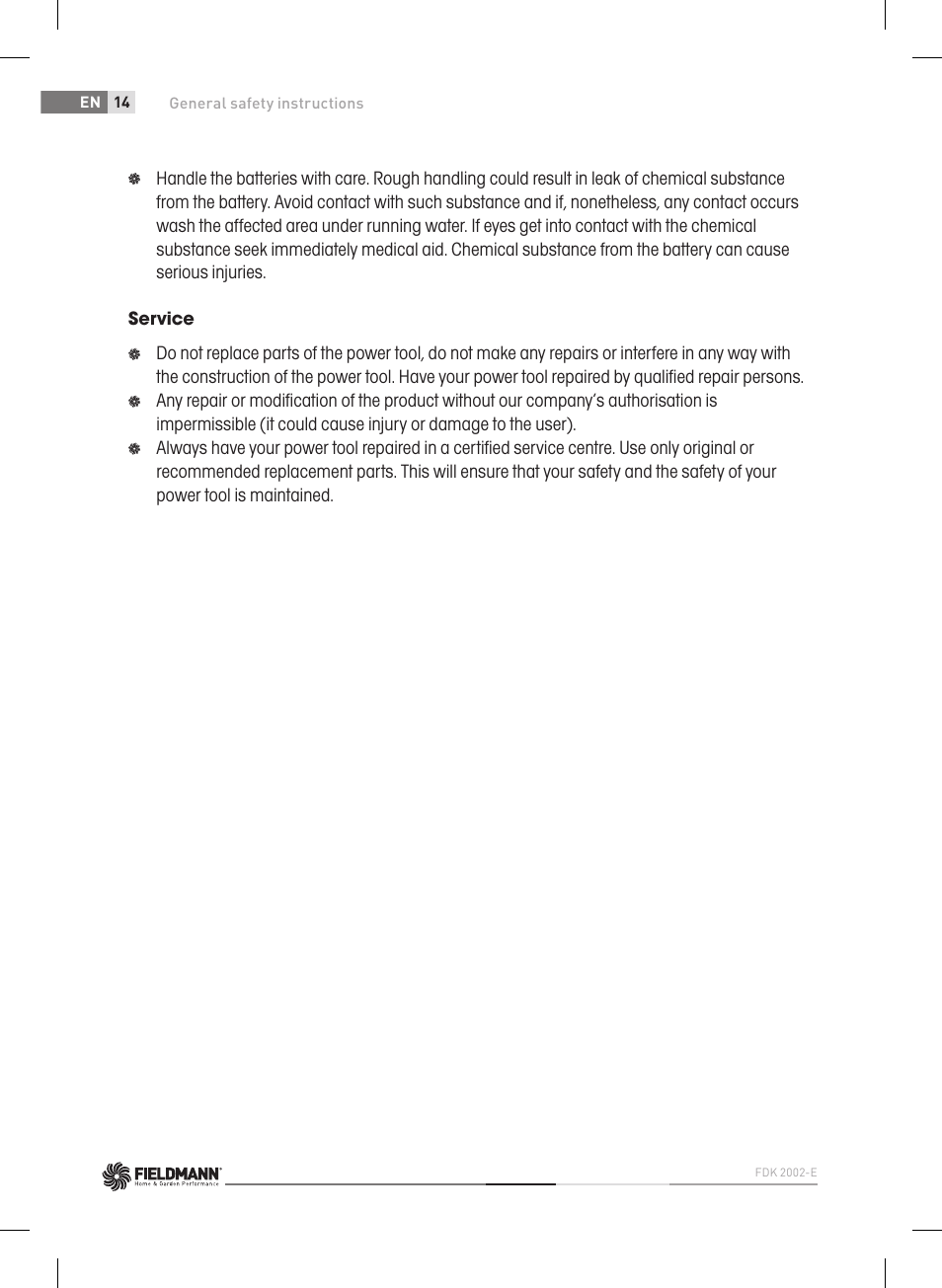 Fieldmann FDK 2002-E User Manual | Page 14 / 122