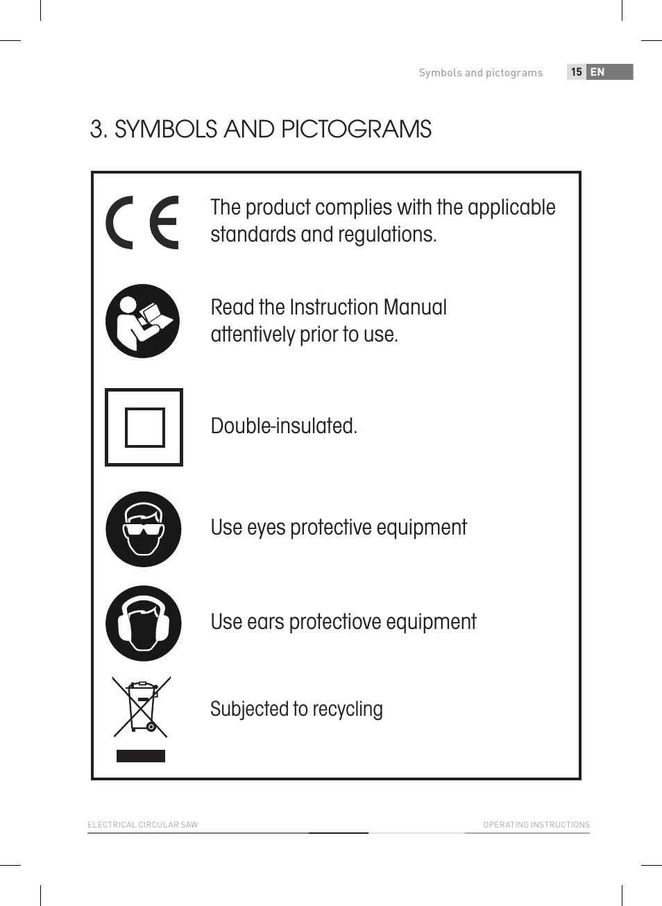 Symbols and pictograms, Symbols, Subjected to recycling | Fieldmann FDK 2002-E User Manual | Page 15 / 122