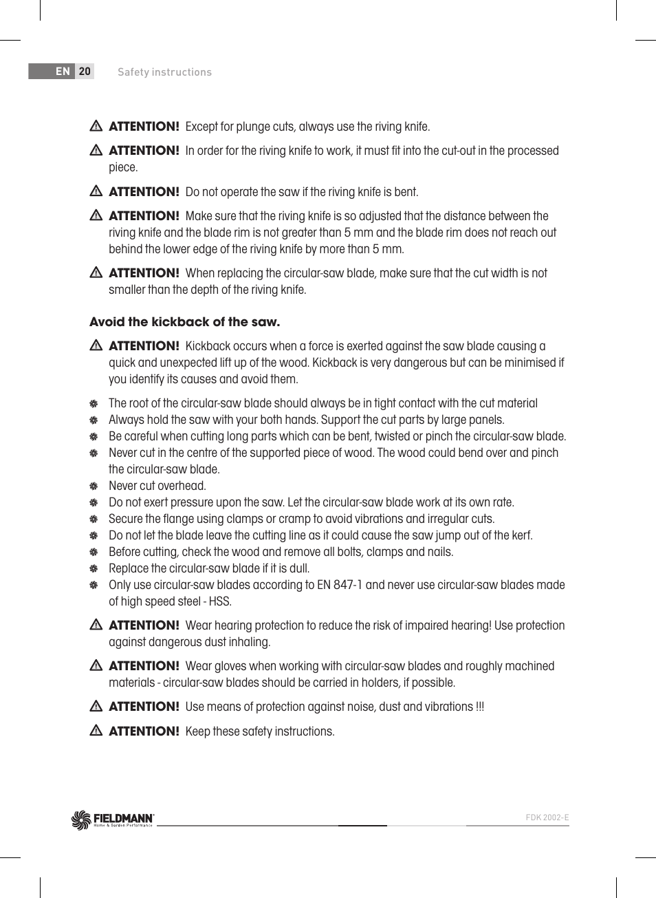 Fieldmann FDK 2002-E User Manual | Page 20 / 122