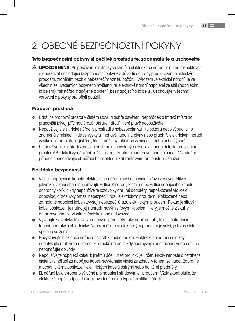 Obecné bezpečnostní pokyny | Fieldmann FDK 2002-E User Manual | Page 29 / 122