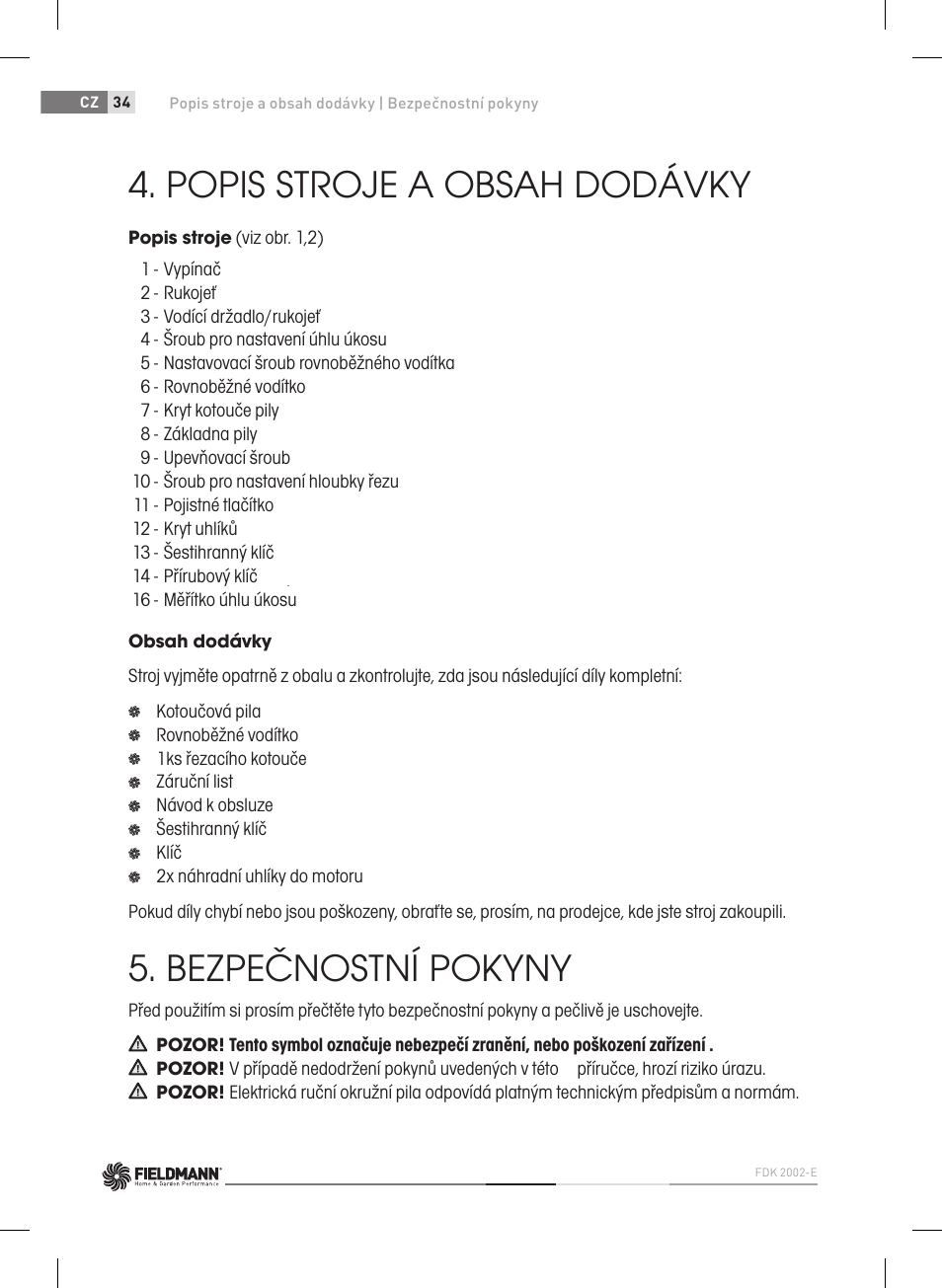 Fieldmann FDK 2002-E User Manual | Page 34 / 122