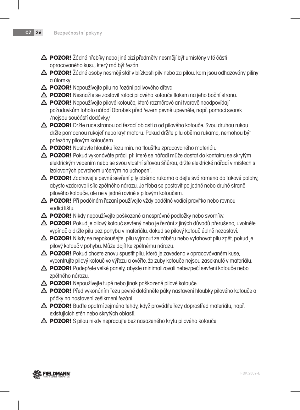 Fieldmann FDK 2002-E User Manual | Page 36 / 122