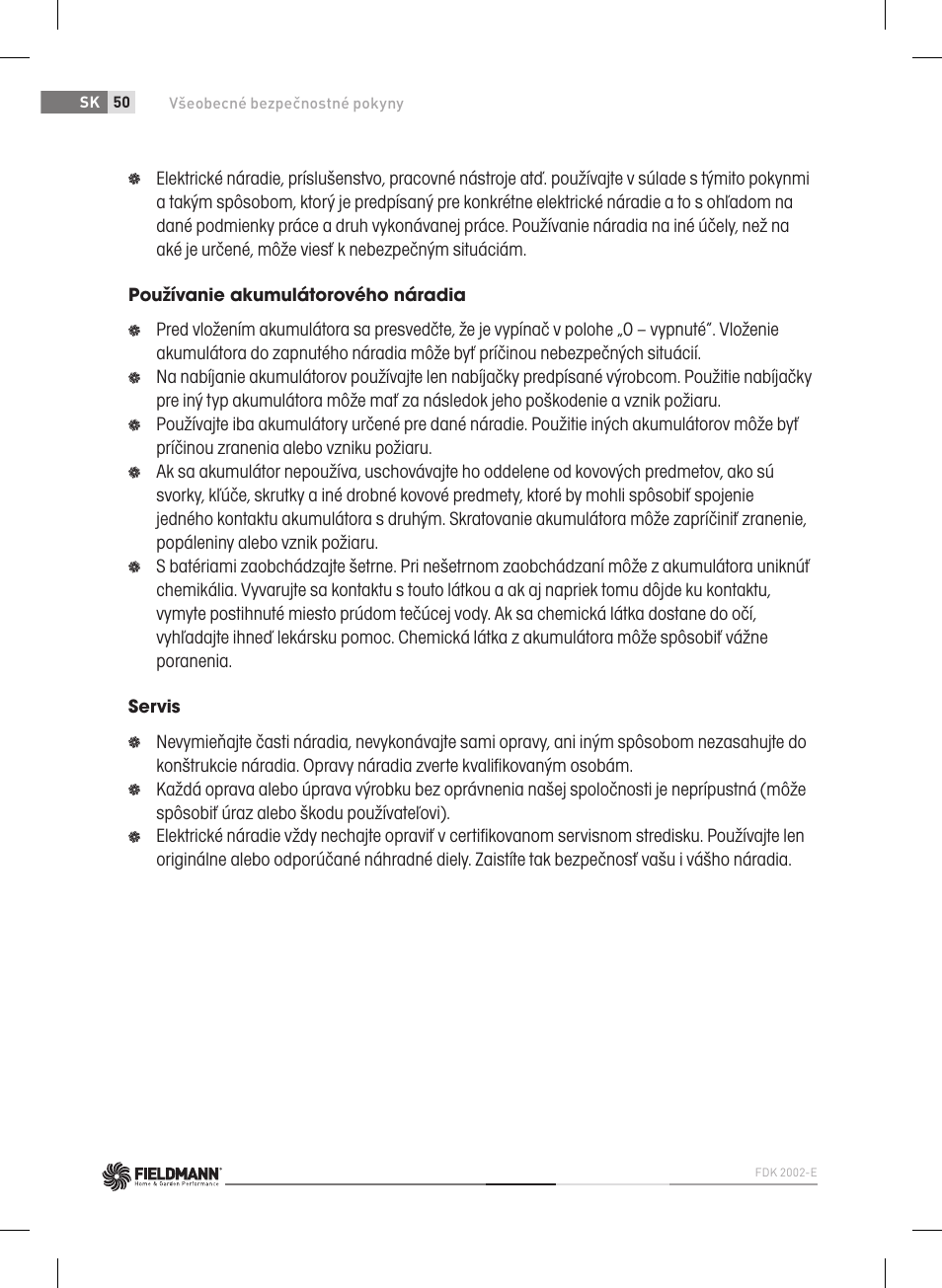 Fieldmann FDK 2002-E User Manual | Page 50 / 122