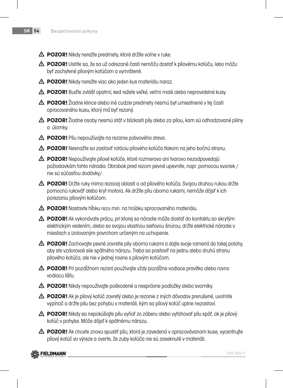 Fieldmann FDK 2002-E User Manual | Page 54 / 122