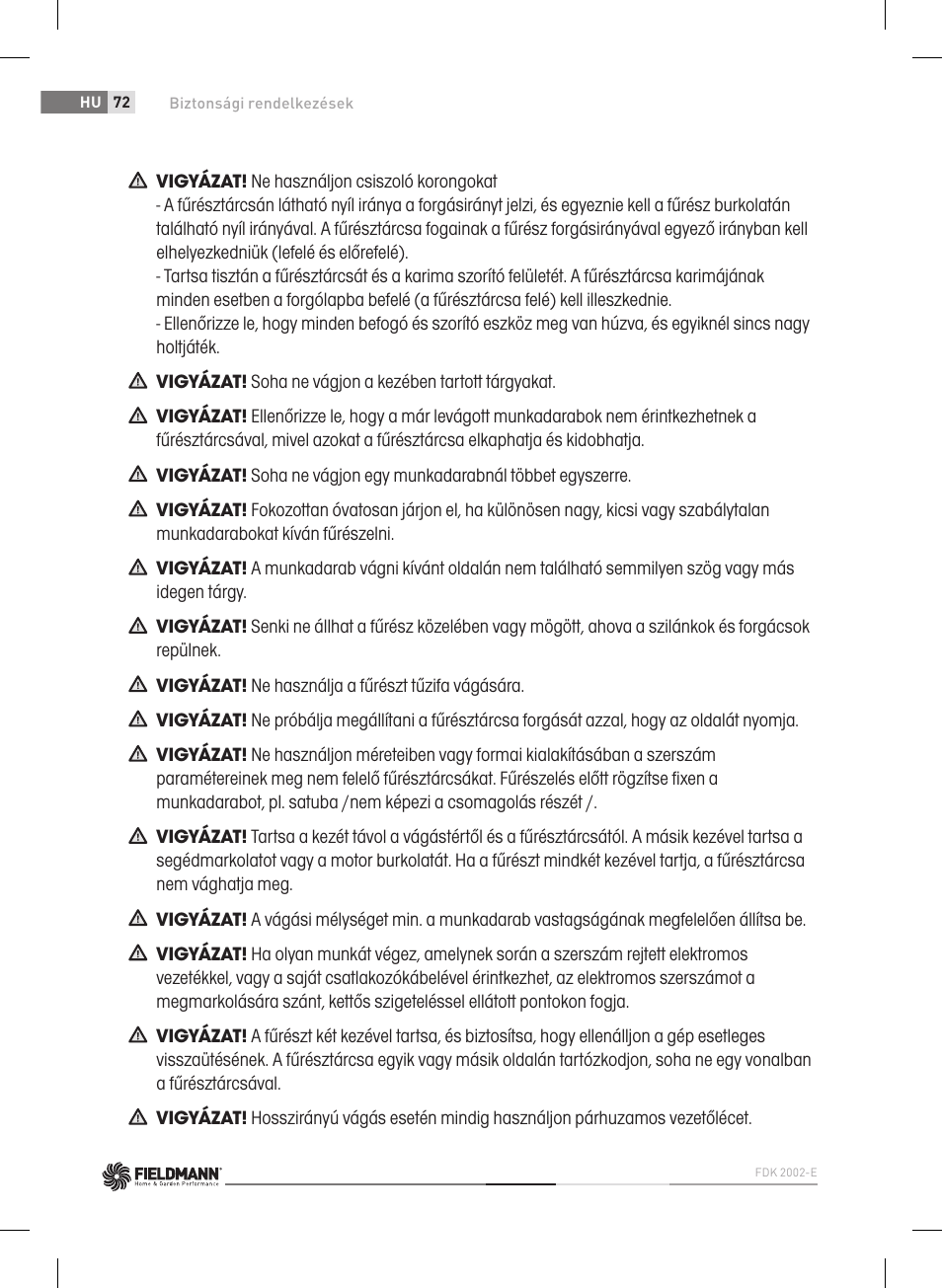 Fieldmann FDK 2002-E User Manual | Page 72 / 122