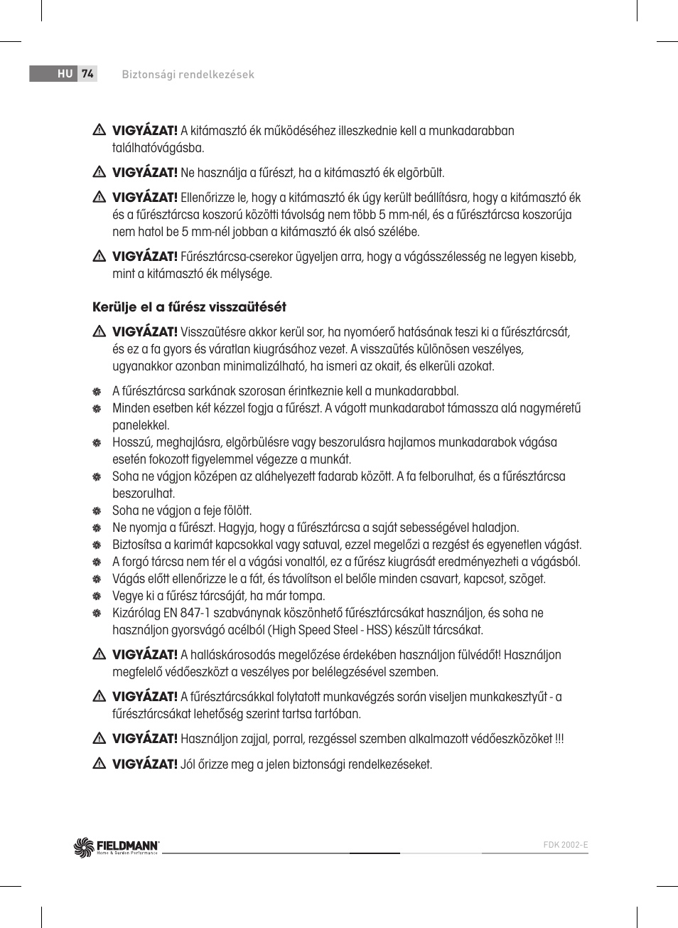 Fieldmann FDK 2002-E User Manual | Page 74 / 122