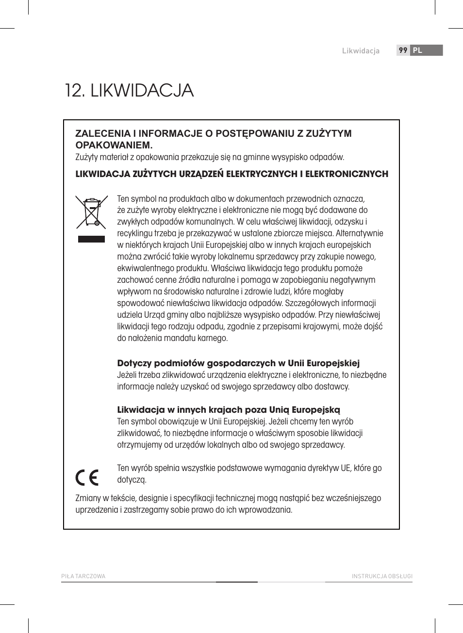 Likwidacja | Fieldmann FDK 2002-E User Manual | Page 99 / 122