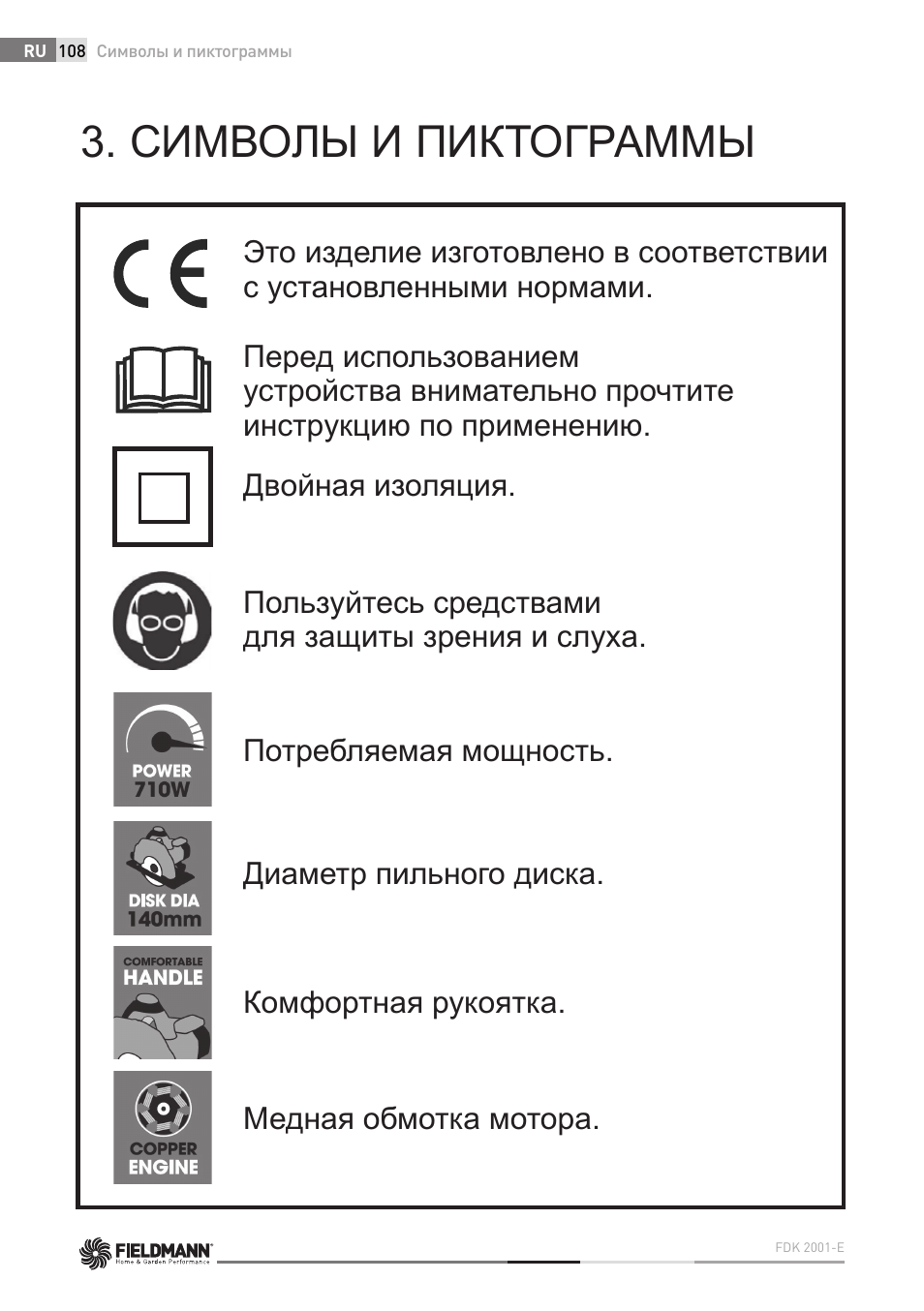 Символы и пиктограммы | Fieldmann FDK 2001-E User Manual | Page 108 / 122