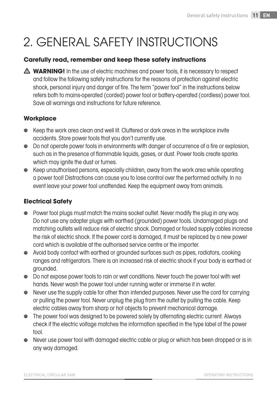 General safety instructions | Fieldmann FDK 2001-E User Manual | Page 11 / 122