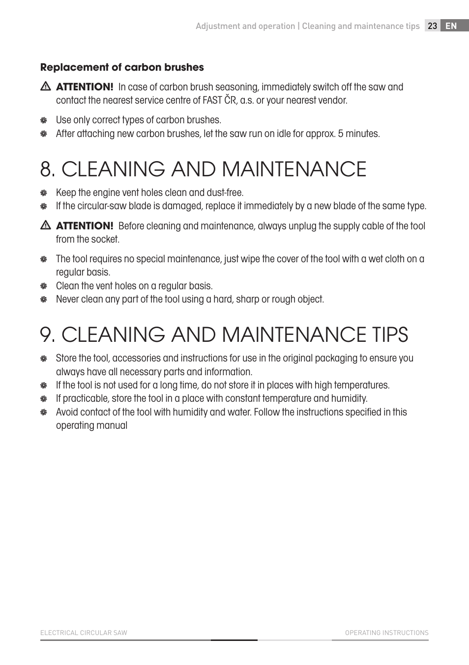 Cleaning and maintenance, Cleaning and maintenance tips | Fieldmann FDK 2001-E User Manual | Page 23 / 122