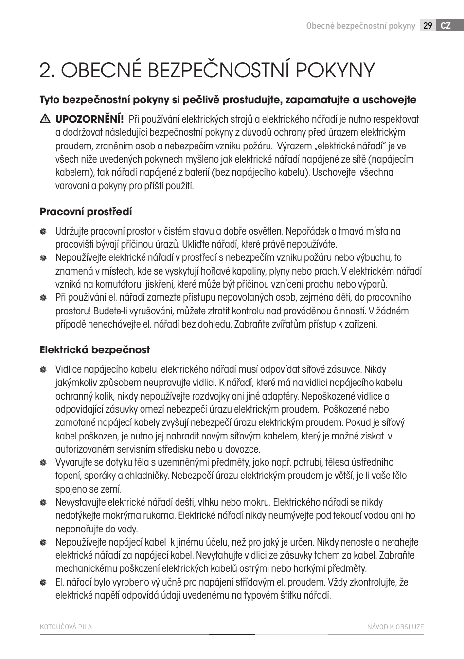 Obecné bezpečnostní pokyny | Fieldmann FDK 2001-E User Manual | Page 29 / 122