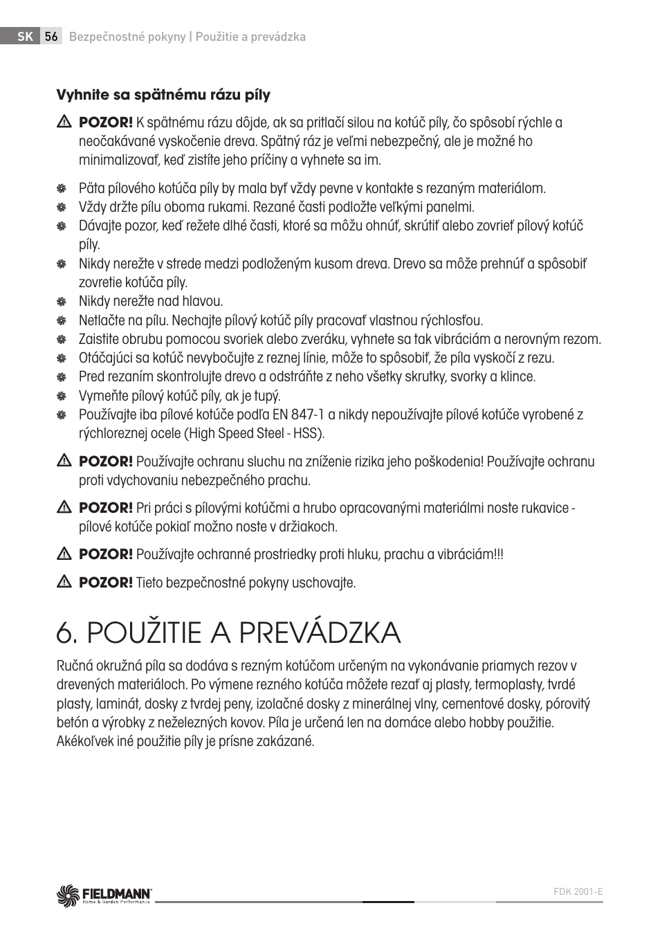Použitie a prevádzka | Fieldmann FDK 2001-E User Manual | Page 56 / 122