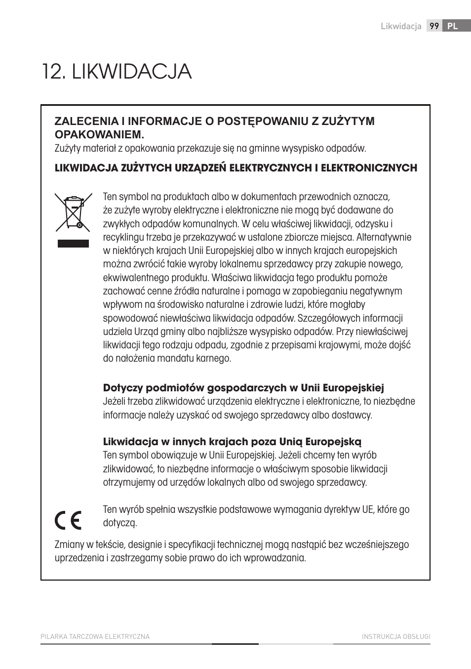 Likwidacja | Fieldmann FDK 2001-E User Manual | Page 99 / 122
