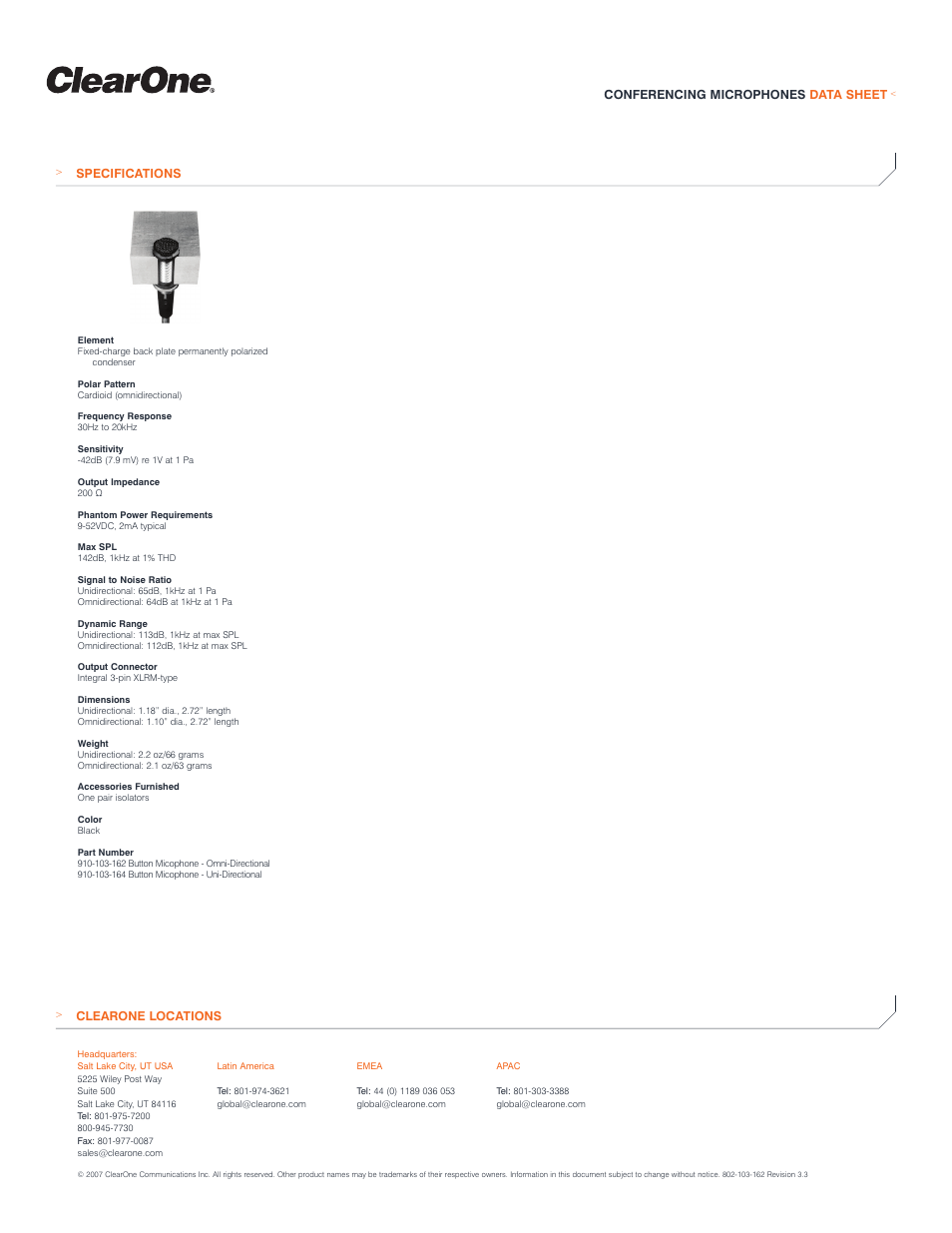 ClearOne Uni-Directional User Manual | Page 2 / 2