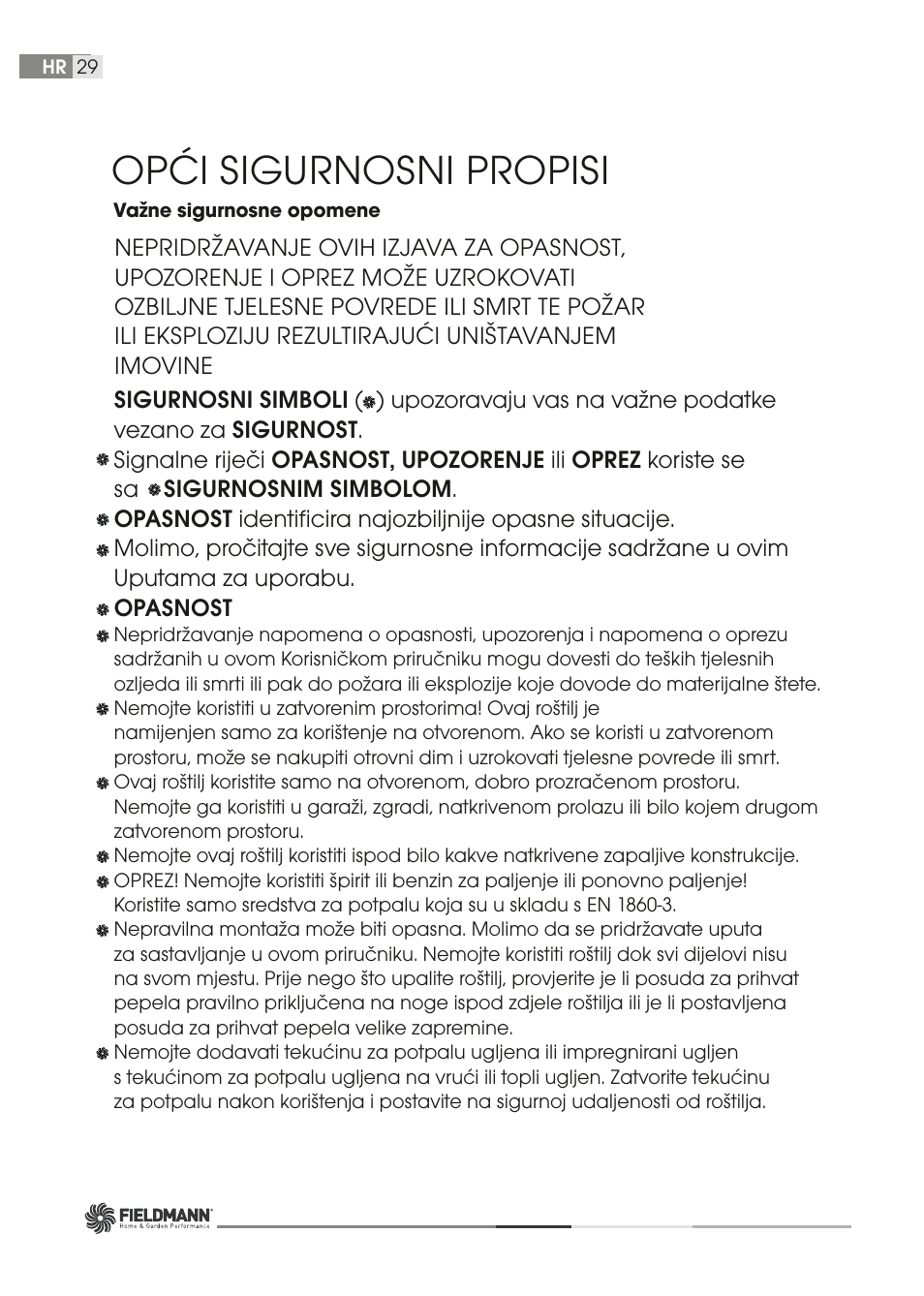 Opći sigurnosni propisi | Fieldmann FZG 1004 User Manual | Page 29 / 60