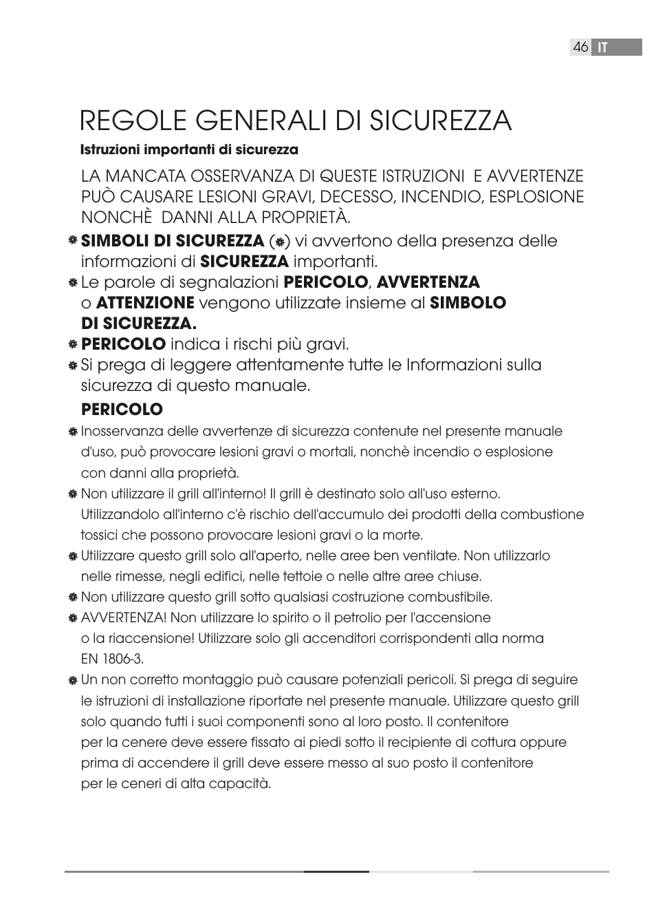 Regole generali di sicurezza | Fieldmann FZG 1003 User Manual | Page 46 / 54