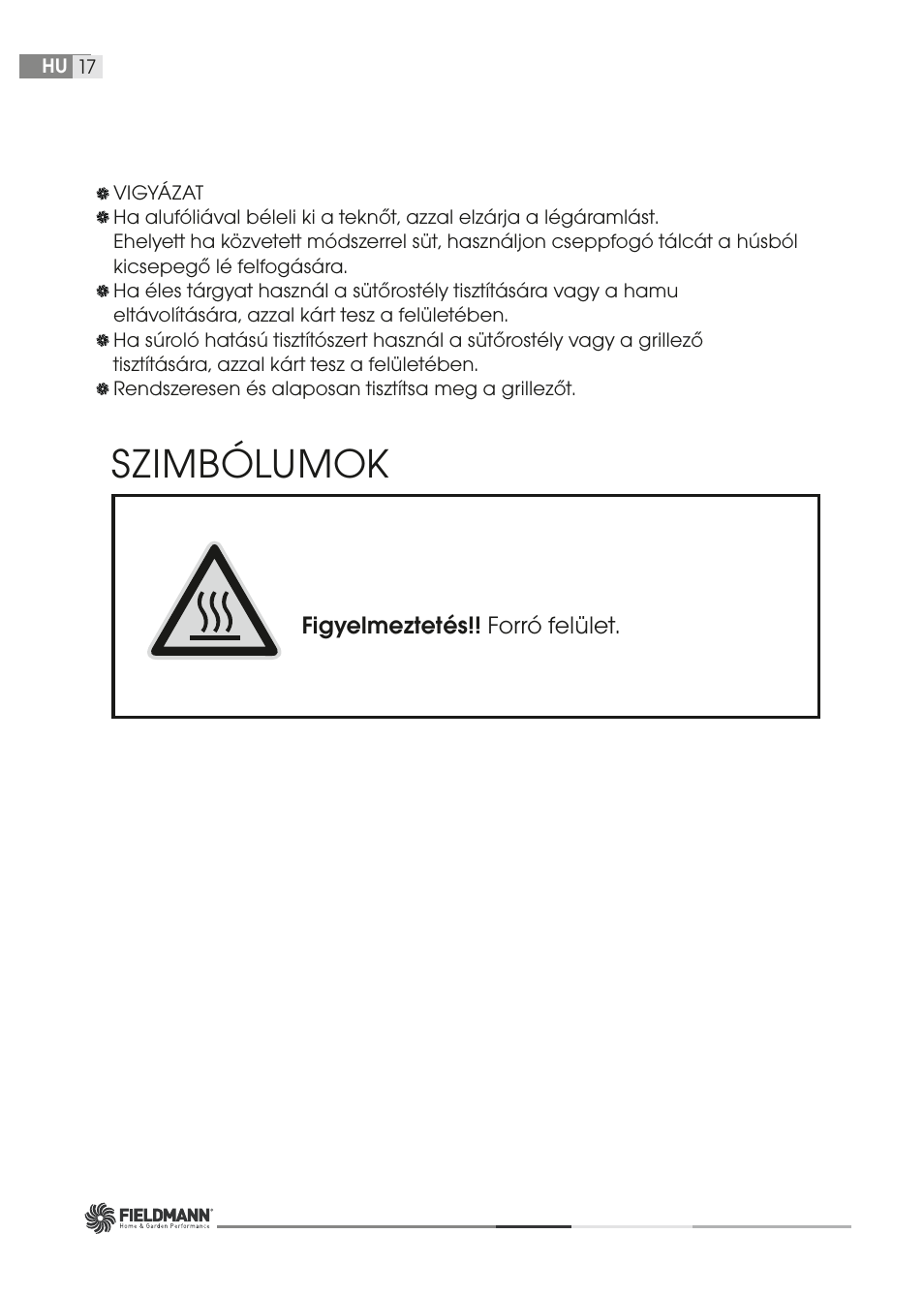 Szimbólumok | Fieldmann FZG 1001 User Manual | Page 17 / 54