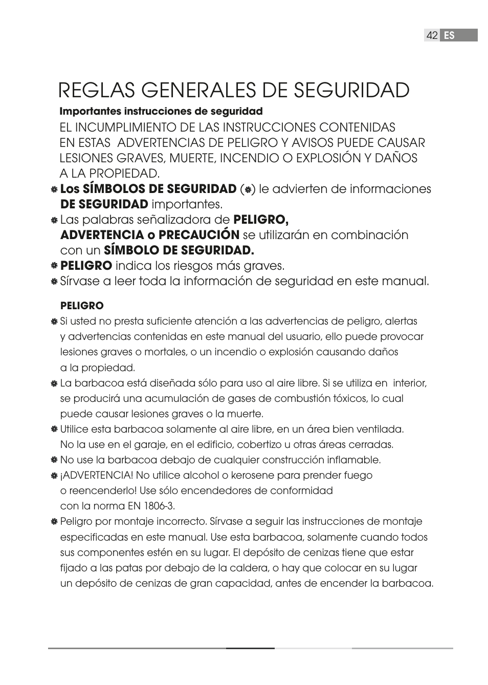 Reglas generales de seguridad | Fieldmann FZG 1001 User Manual | Page 42 / 54