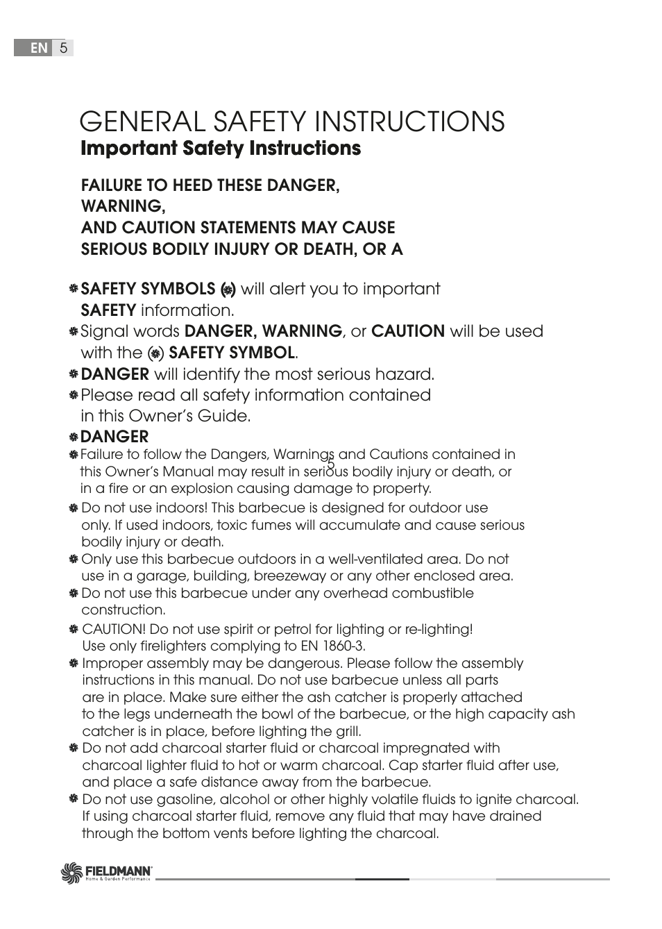 General safety instructions | Fieldmann FZG 1001 User Manual | Page 5 / 54