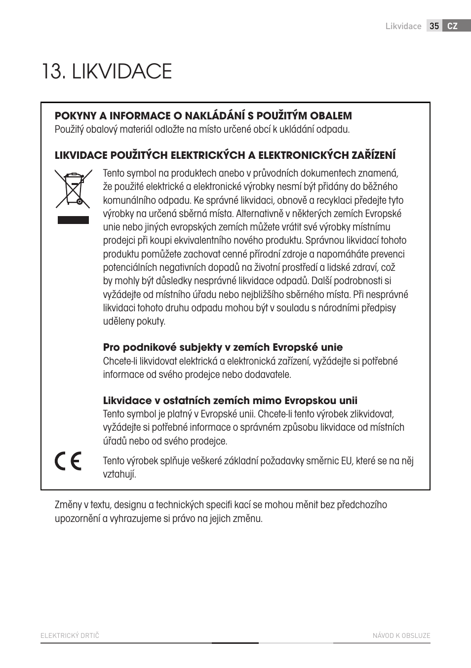 Likvidace | Fieldmann FZD 4020-E User Manual | Page 35 / 82