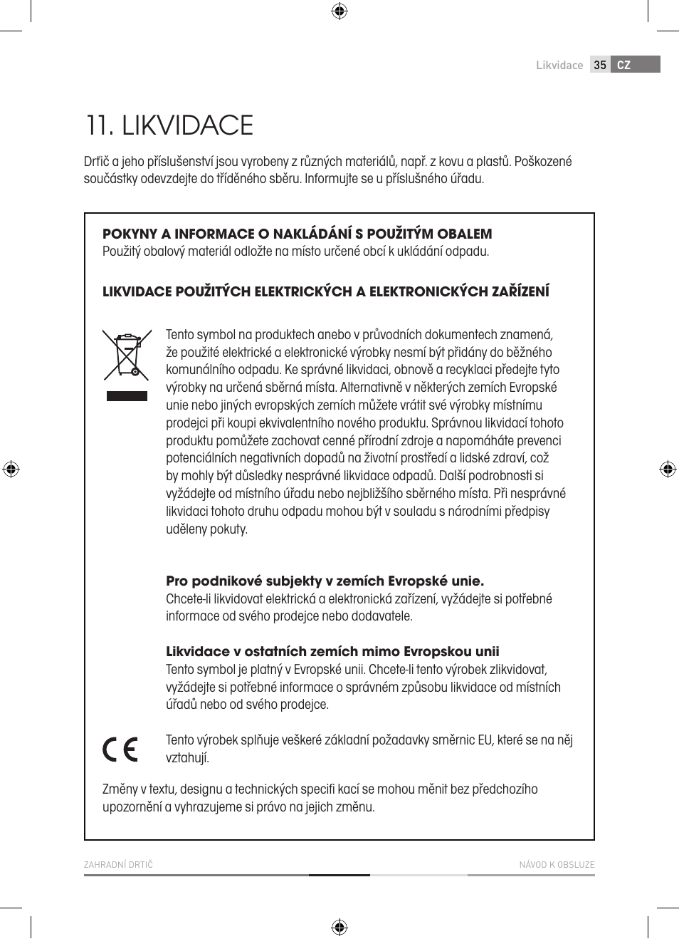 Likvidace | Fieldmann FZD 4010-E User Manual | Page 35 / 116