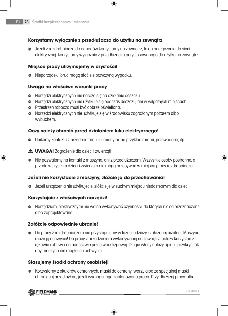 Fieldmann FZD 4010-E User Manual | Page 78 / 116