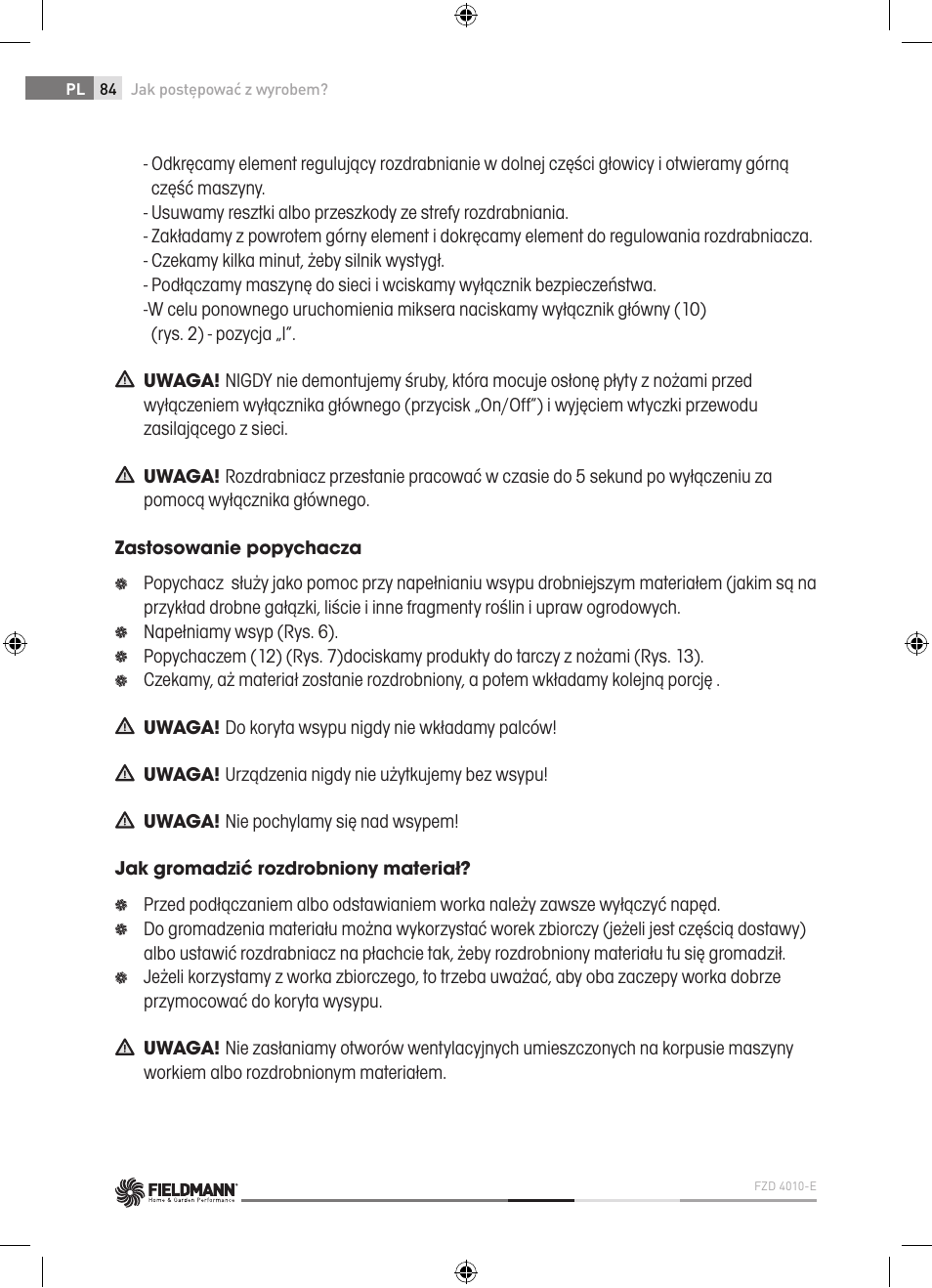 Fieldmann FZD 4010-E User Manual | Page 84 / 116