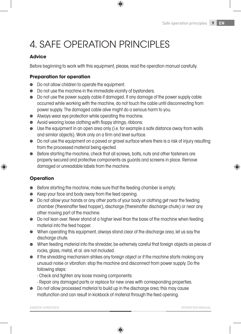 Safe operation principles | Fieldmann FZD 4010-E User Manual | Page 9 / 116
