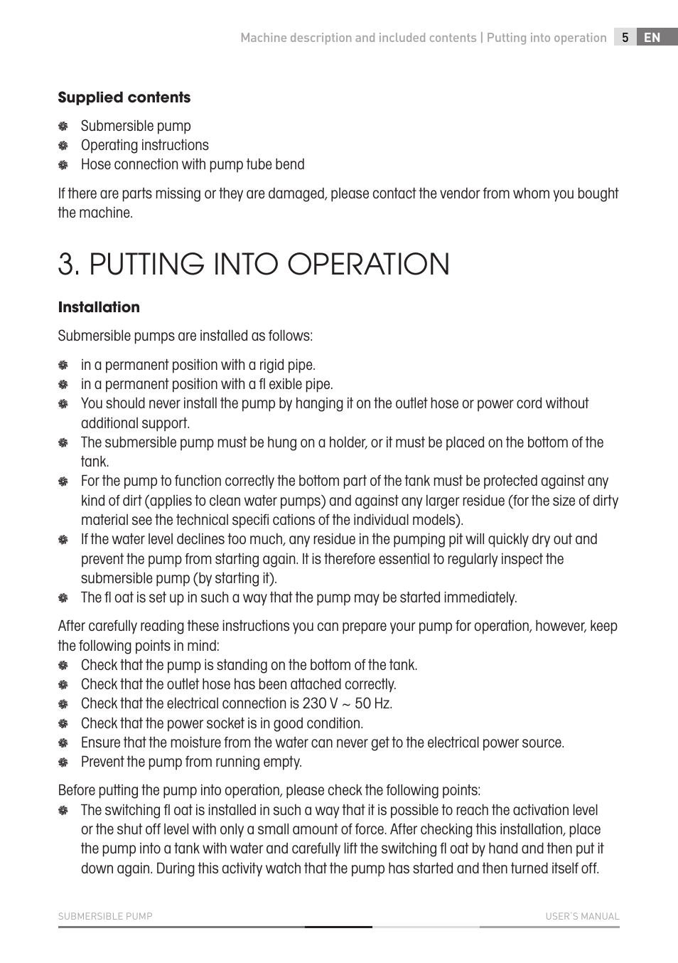 Putting into operation | Fieldmann FVC 4001 EK User Manual | Page 5 / 126