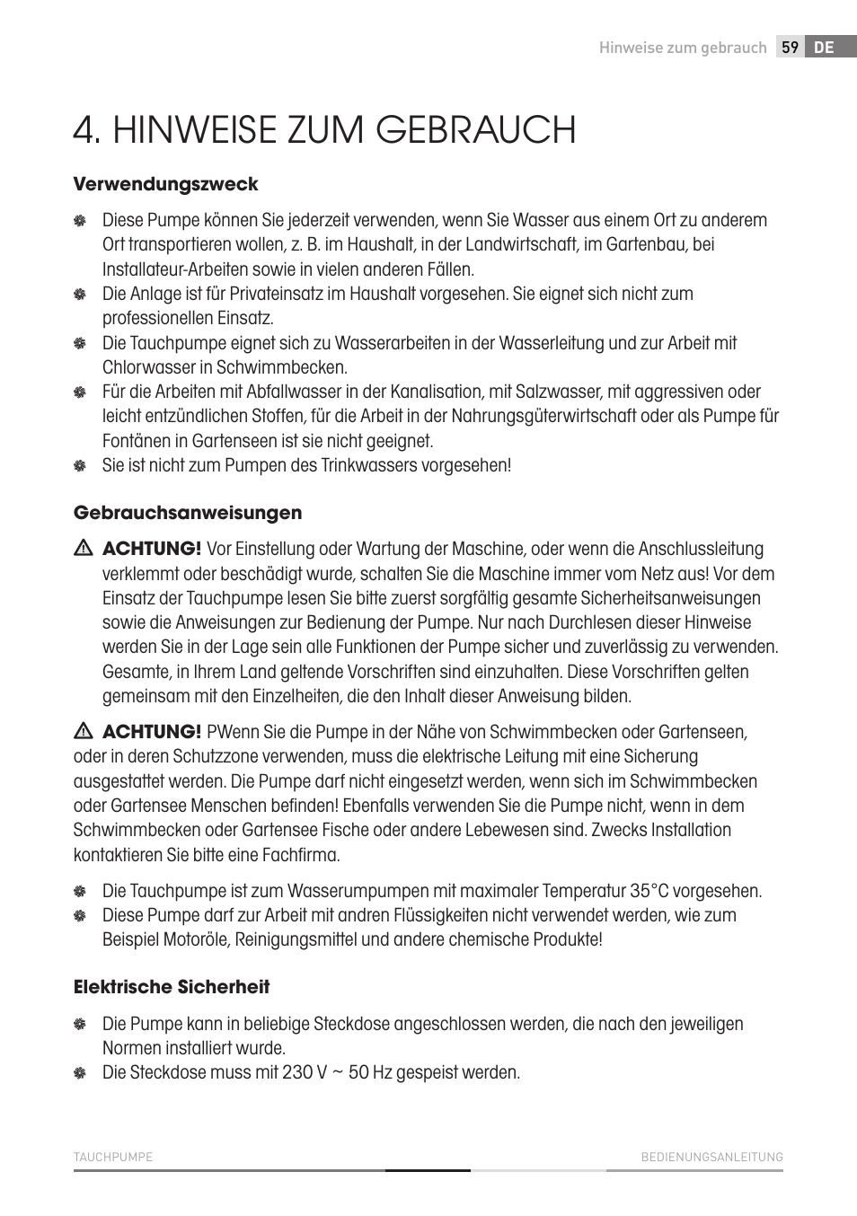 Hinweise zum gebrauch | Fieldmann FVC 4001 EK User Manual | Page 59 / 126