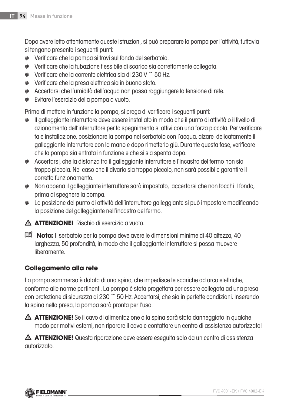 Fieldmann FVC 4001 EK User Manual | Page 94 / 126