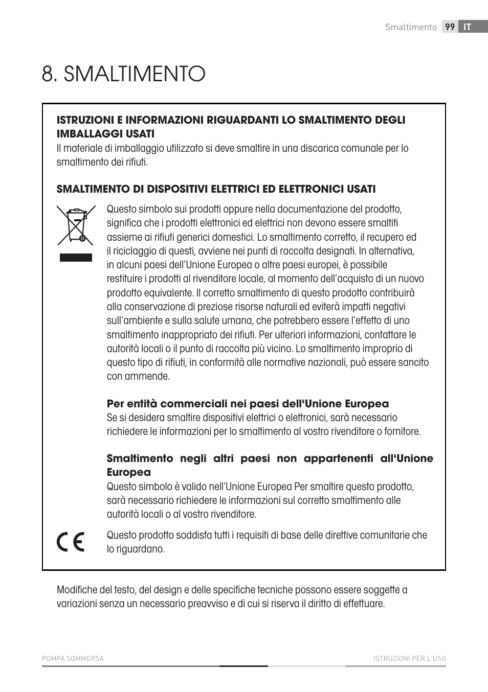 Smaltimento | Fieldmann FVC 4001 EK User Manual | Page 99 / 126