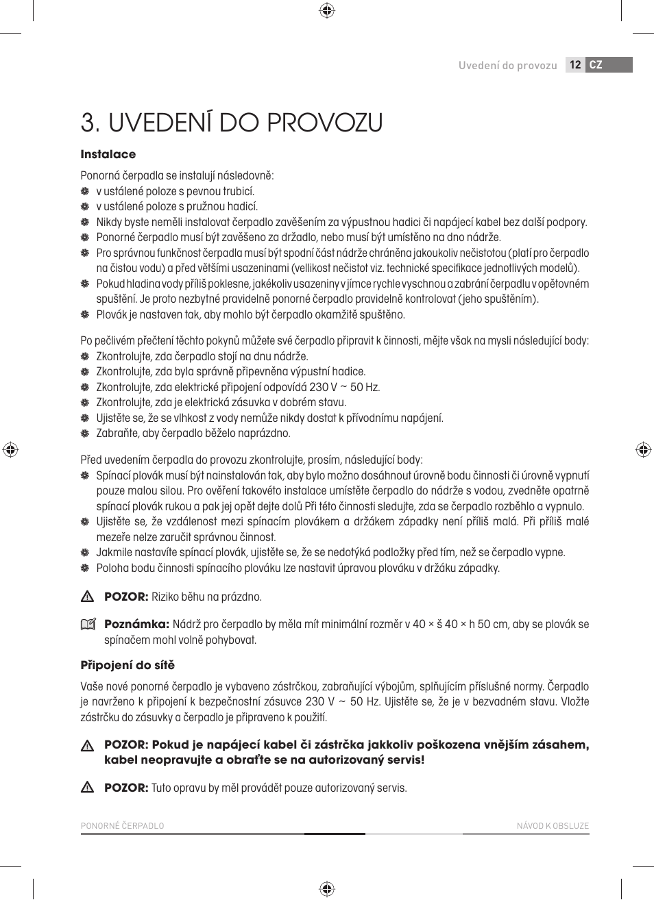 Uvedení do provozu | Fieldmann FVC 2001-EC User Manual | Page 13 / 60