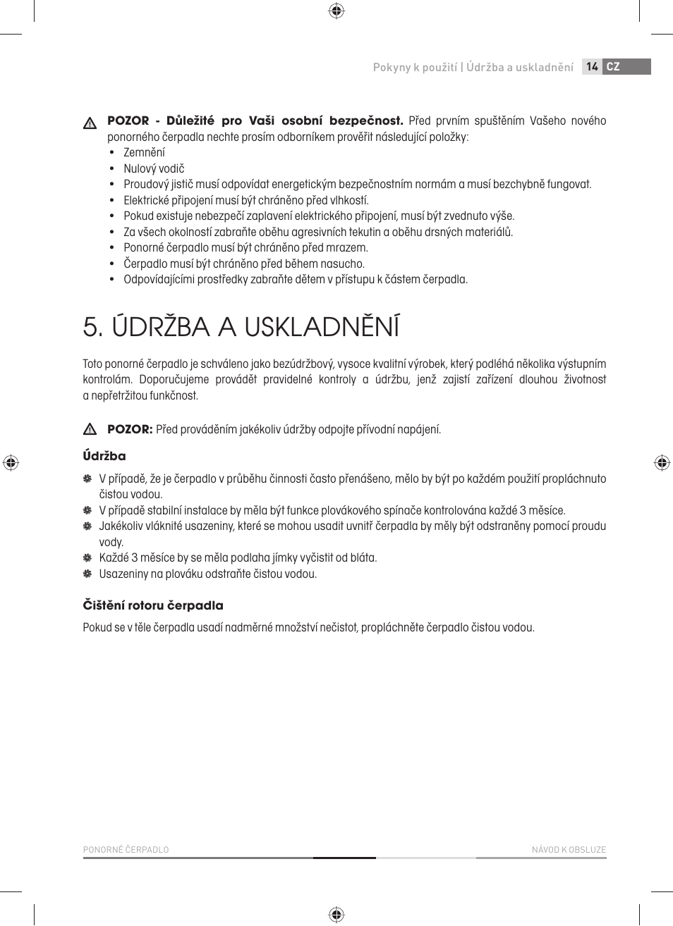 Údržba a uskladnění | Fieldmann FVC 2001-EC User Manual | Page 15 / 60