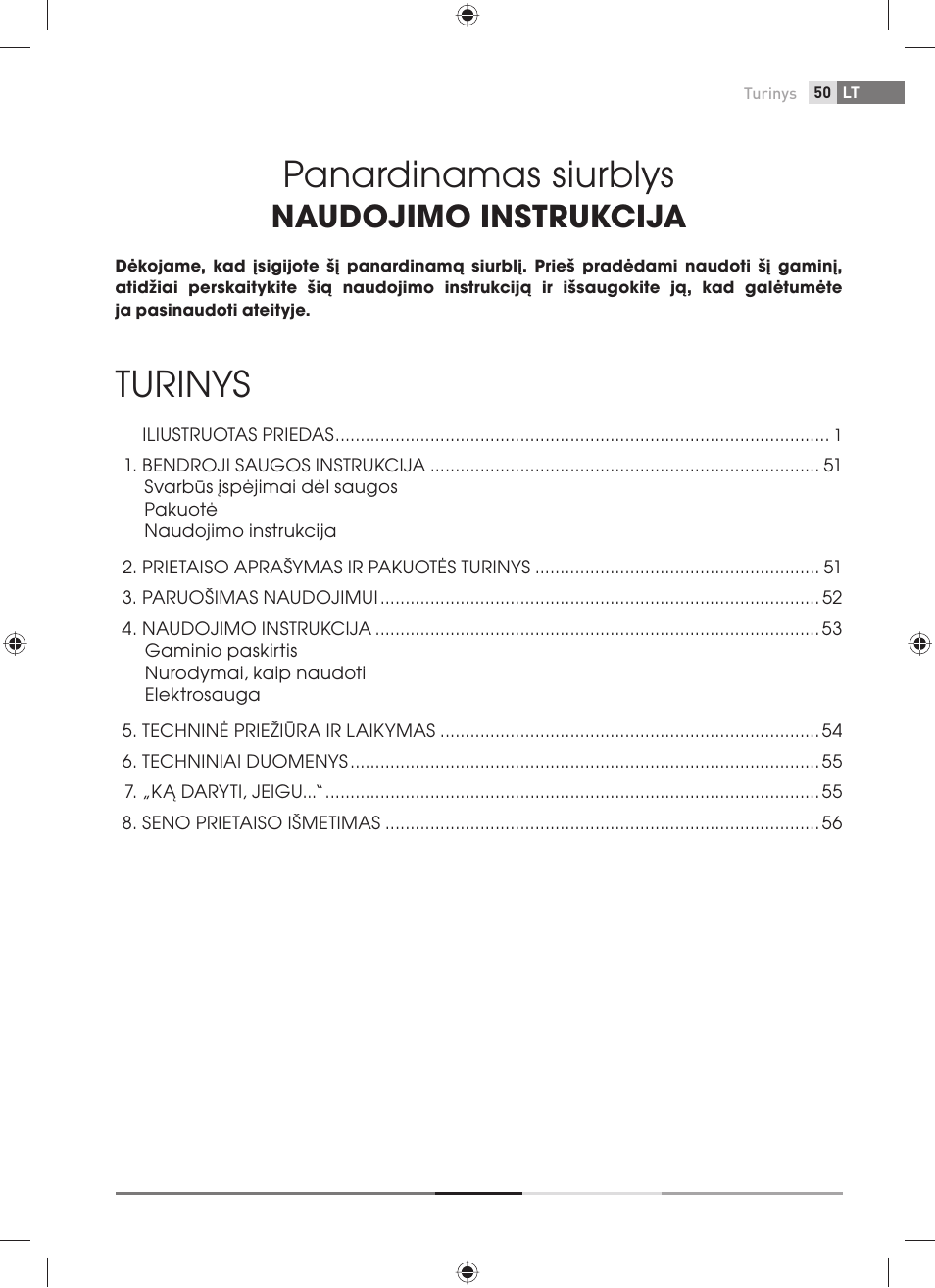 Panardinamas siurblys, Turinys, Naudojimo instrukcija | Fieldmann FVC 2001-EC User Manual | Page 51 / 60
