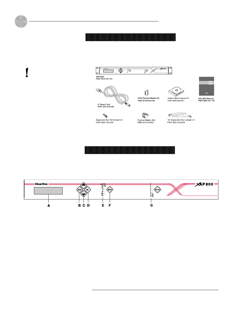 Unpacking, Front panel, Controls and connections | ClearOne comm XAPTM 800 User Manual | Page 10 / 149