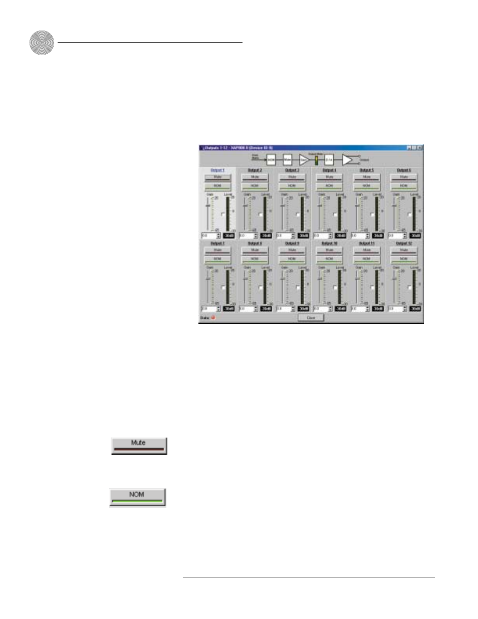 Outputs 1–12, System configuration ~ inputs and outputs, Mute | ClearOne comm XAPTM 800 User Manual | Page 52 / 149