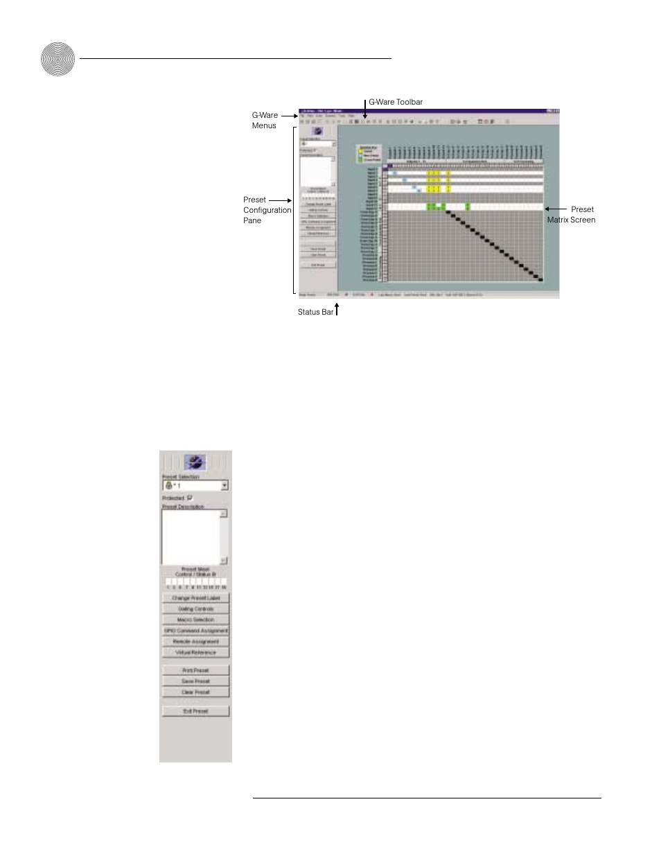 Advanced configuration ~ presets, Matrix screen, Preset configuration pane | ClearOne comm XAPTM 800 User Manual | Page 62 / 149