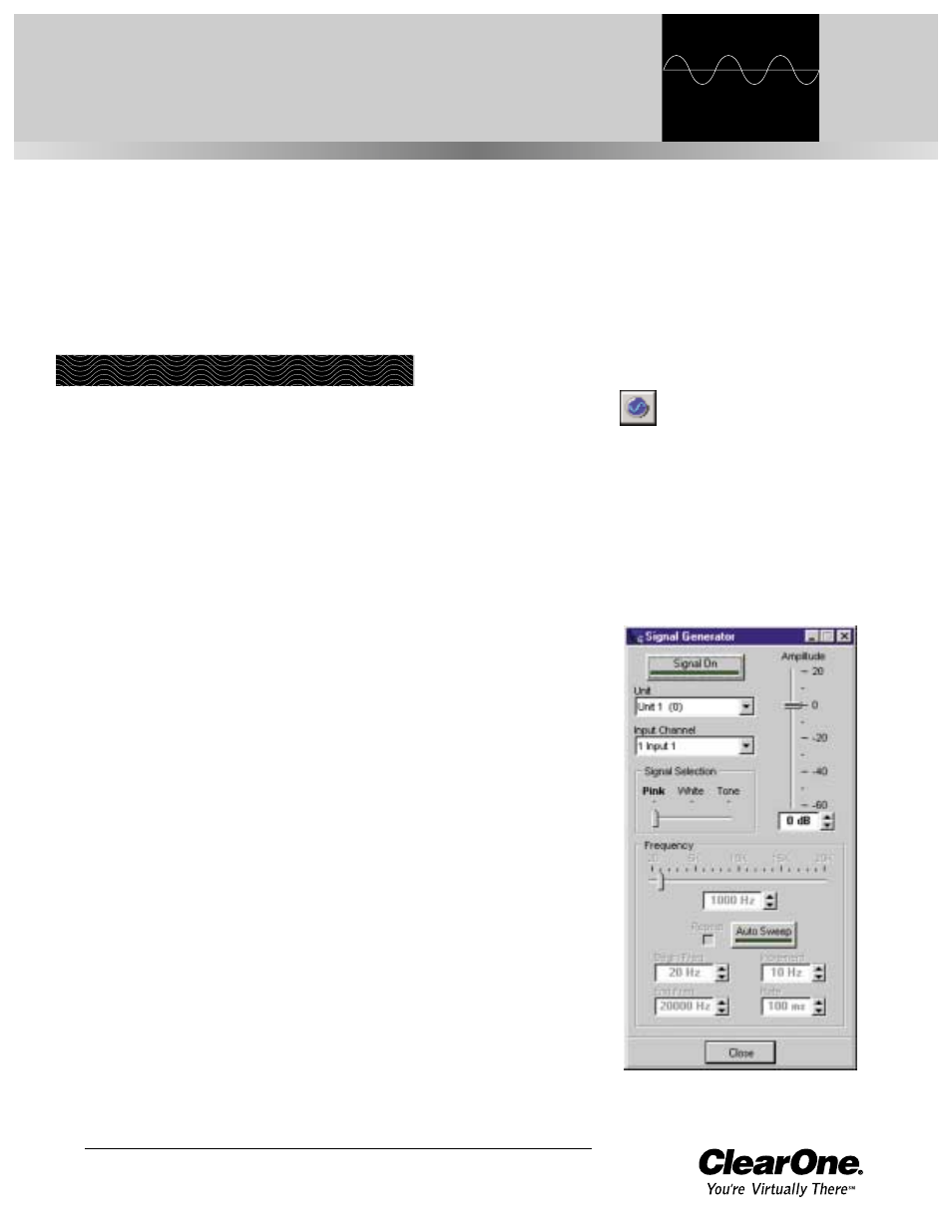 Chapter 5: operation, Utilities, Signal generator | ClearOne comm XAPTM 800 User Manual | Page 73 / 149