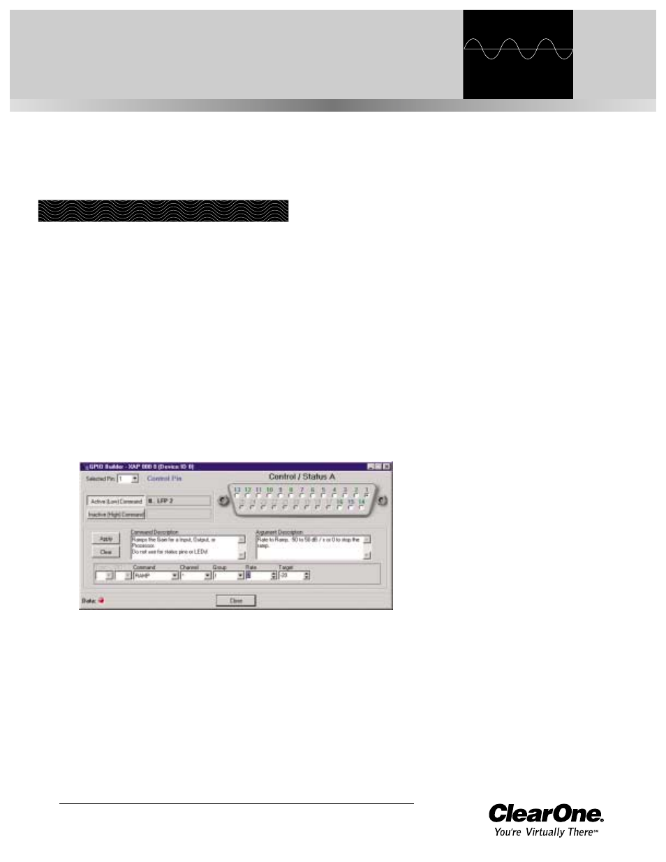 Chapter 6: control, Control/status a, Gpio builder | ClearOne comm XAPTM 800 User Manual | Page 83 / 149
