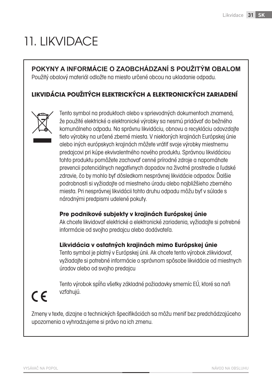 Likvidace | Fieldmann FDU 2001-E User Manual | Page 31 / 62