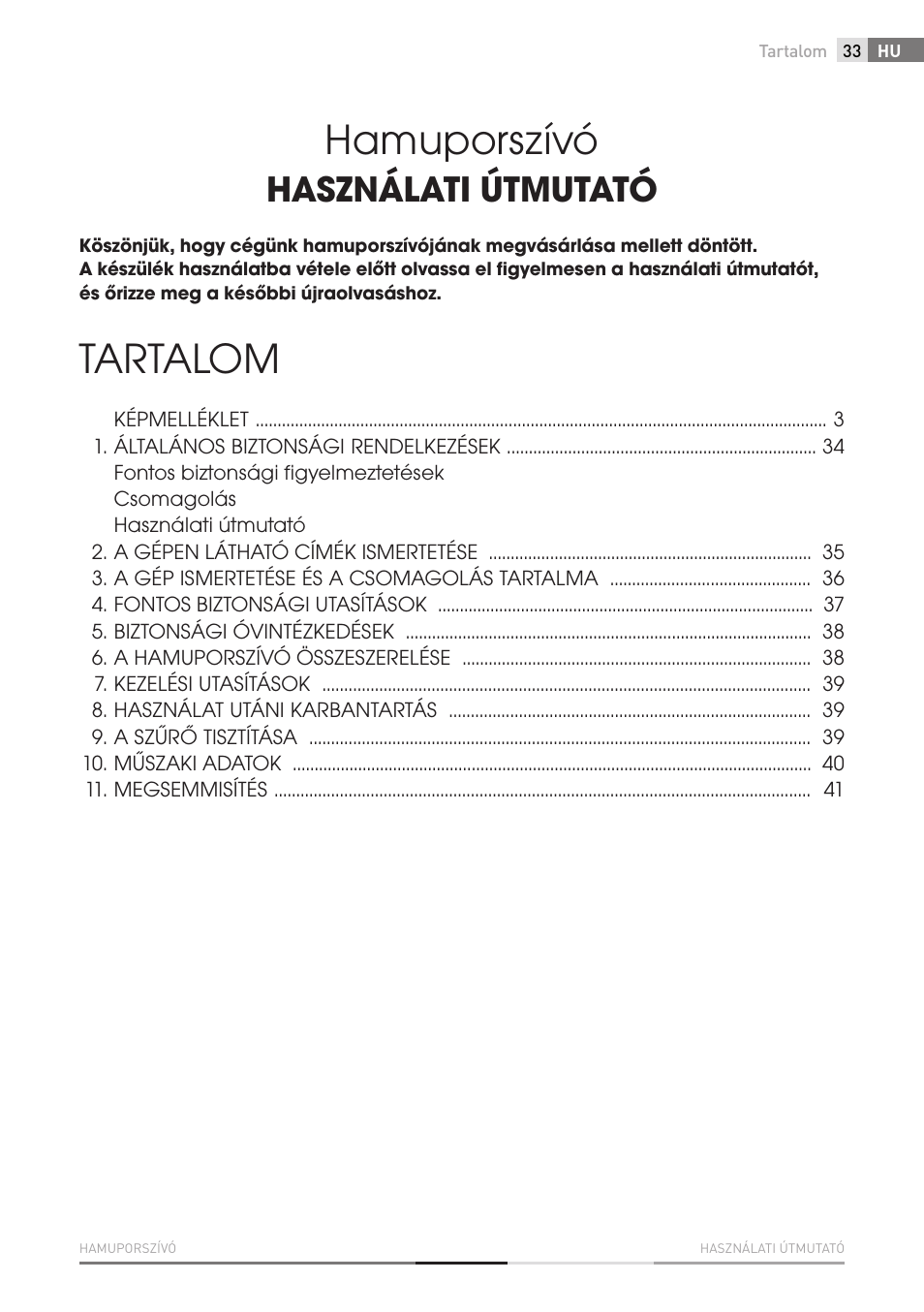 Hamuporszívó, Tartalom, Használati útmutató | Fieldmann FDU 2001-E User Manual | Page 33 / 62