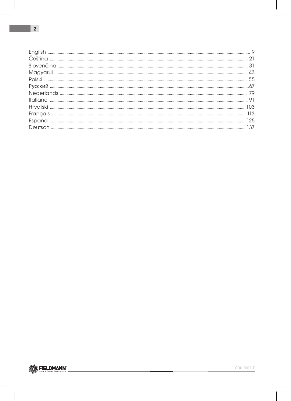 Fieldmann FDU 2002-E User Manual | Page 2 / 148