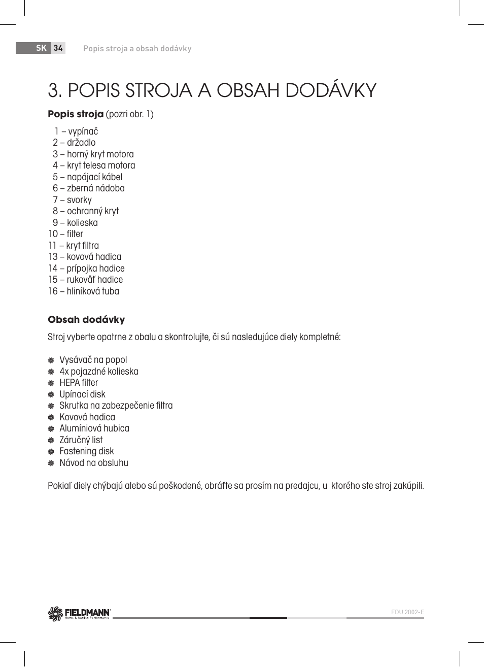 Fieldmann FDU 2002-E User Manual | Page 34 / 148