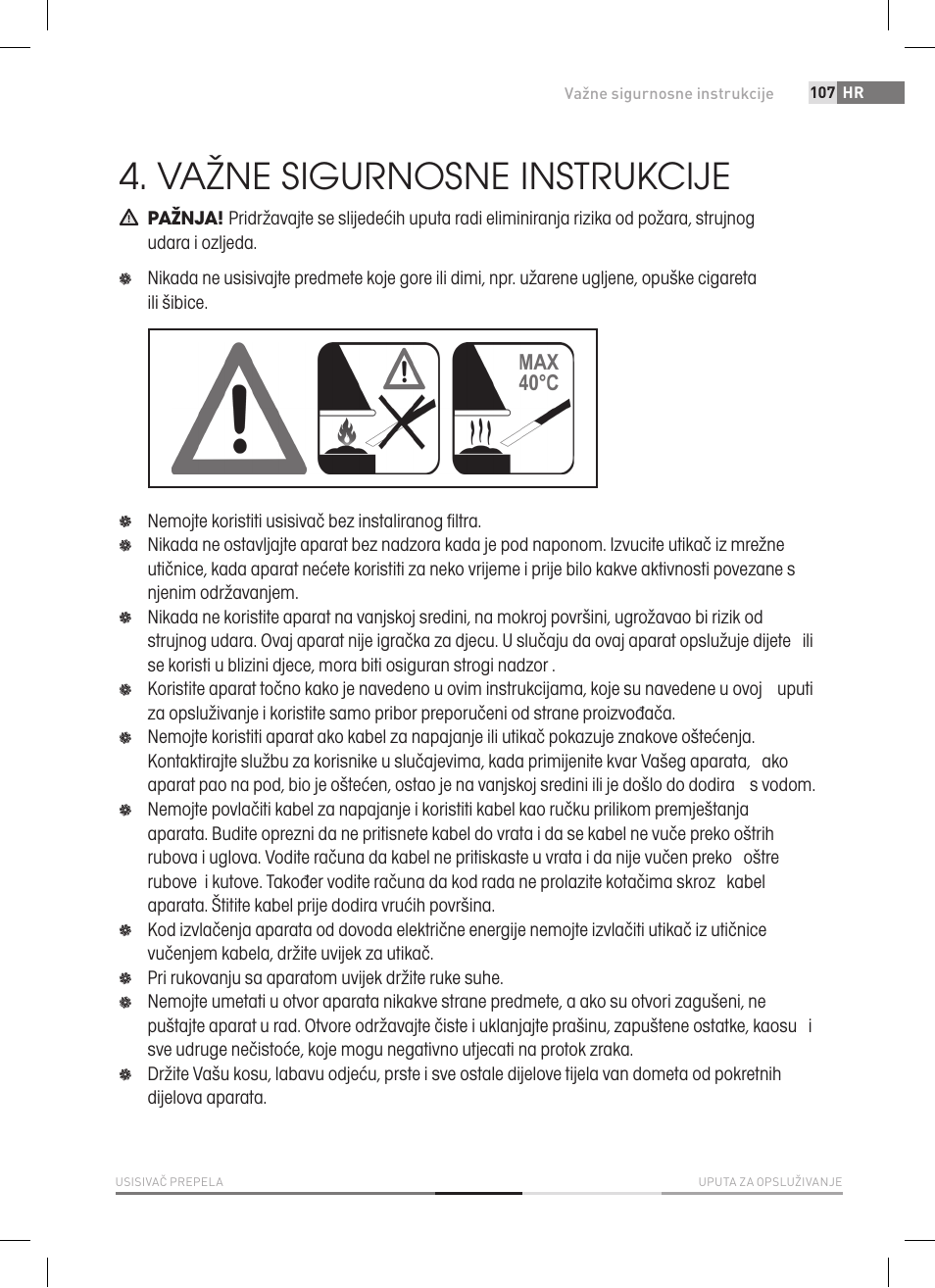 Važne sigurnosne instrukcije | Fieldmann FDU 2006-E User Manual | Page 107 / 148