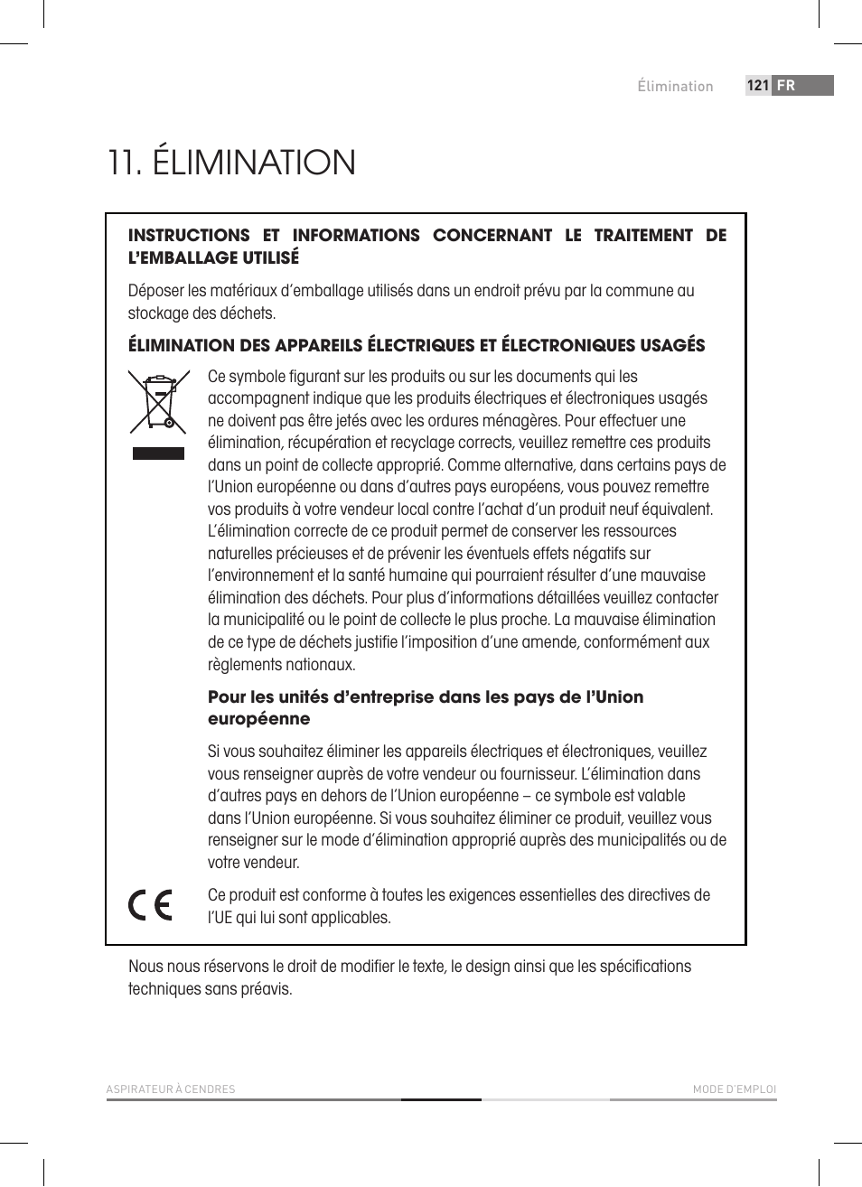 Élimination | Fieldmann FDU 2006-E User Manual | Page 121 / 148
